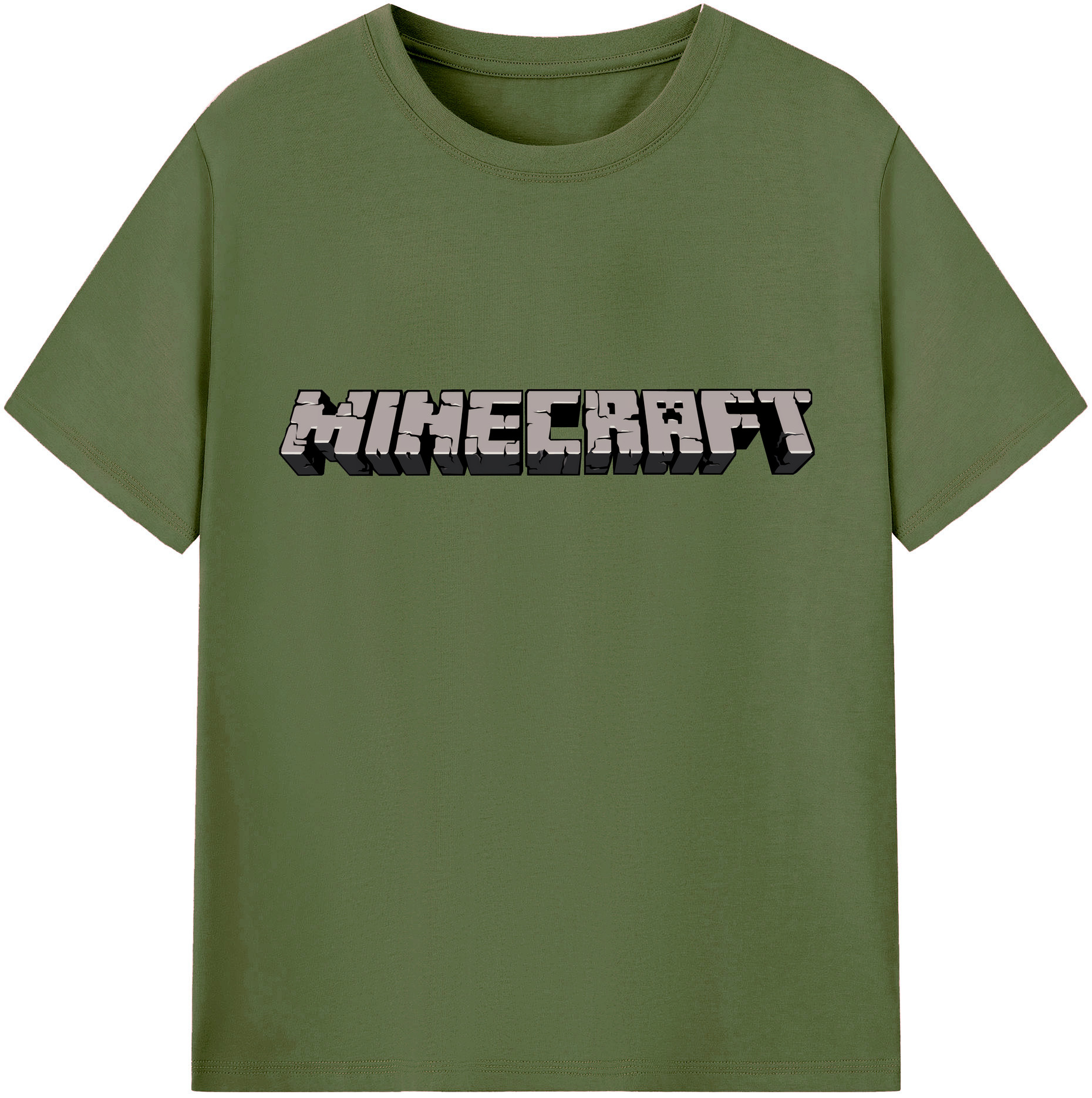（画像用） マインクラフト ブロックの世界 Minecraft MC Block world 綿100％半袖Tシャツ（フロントプリント）